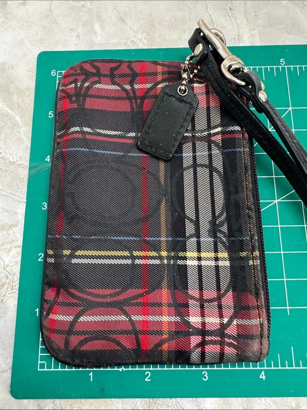 Coach plaid wristlet